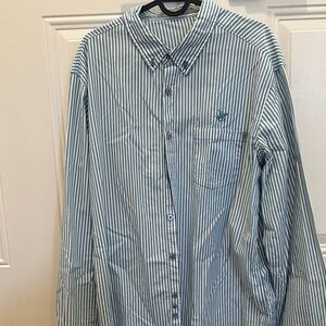 Beverly Hills Polo Club Men's Blue and White Striped Shirt